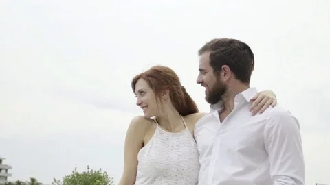 Affectionate couple together outdoors Stock Footage 75170873