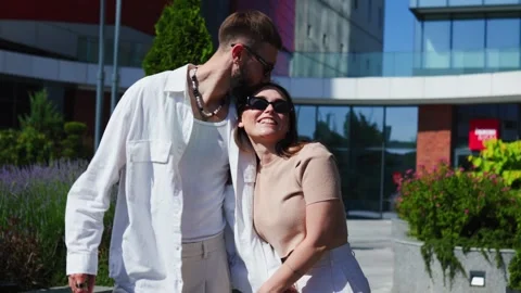 Affectionate Embrace Couple Having Fun Outdoors Stock Footage 279020203