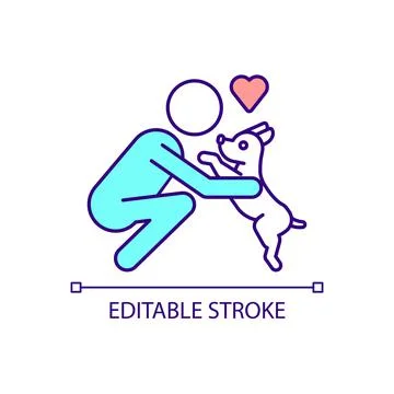 Affectionate relationship between human and dog RGB color icon Stock Illustration