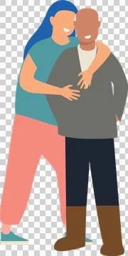 Affectionate Young Woman Hugging Elderly Man Stock Illustration