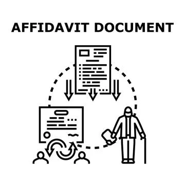 Affidavit document process with signing and legal interaction Illustrazione stock