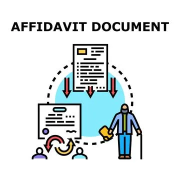 Affidavit document process with signing and legal interaction Illustrazione stock