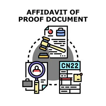 Affidavit of proof document legal procedure concept Stock Illustration