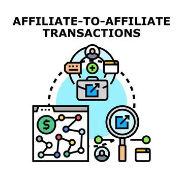Affiliate to affiliate transactions concept vector art Stock Illustration