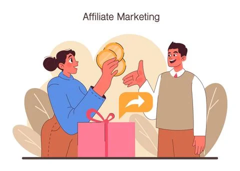 Affiliate marketing. Commercial program for client retention. Referral Illustrazione stock