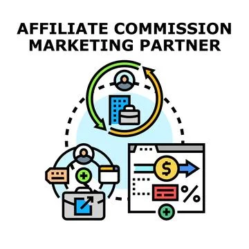 Affiliate marketing commission partnership program concept Illustration