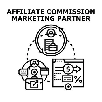 Affiliate marketing commission partnership program concept Stockillustratie