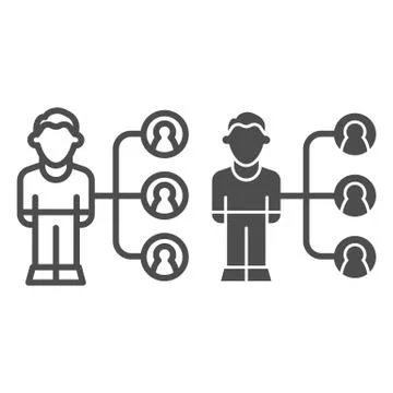 Affiliate marketing line and solid icon. Person with targets, audience research Stock Illustration