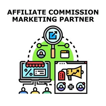 Affiliate marketing partner program commission network concept 스톡 일러스트