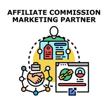Affiliate marketing partner program with online commission Stock Illustration