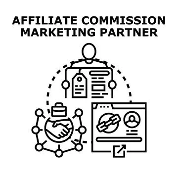 Affiliate marketing partner program with online commission Stock Illustration
