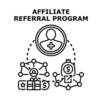 Affiliate marketing referral program generating new users Stock Illustration
