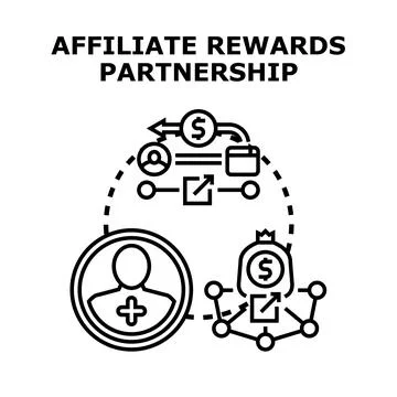 Affiliate marketing rewards program partnership generating income Stock Illustration