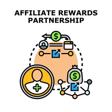 Affiliate marketing rewards program partnership generating income Stock Illustration