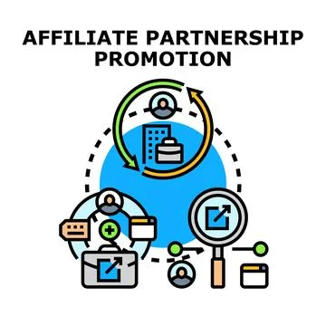 Affiliate partnership promotion concept flat outline icon illustration Illustrazione stock