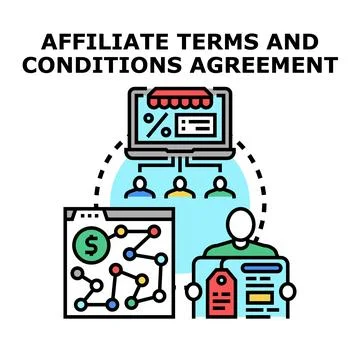 Affiliate program agreement outlining terms and conditions Stock Illustration