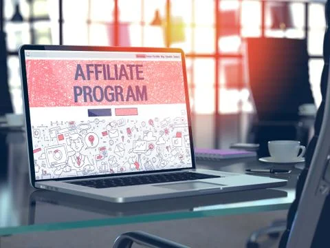 Affiliate Program Concept on Laptop Screen 스톡 일러스트