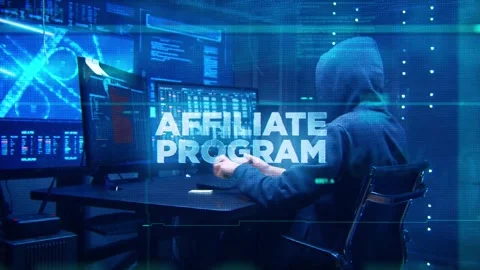 Affiliate Program concept technology futuristic data background Blue Color Stock Footage 339088074