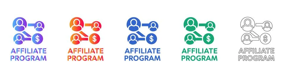 Affiliate Program Connection Icons for Referral Systems Stock Illustration