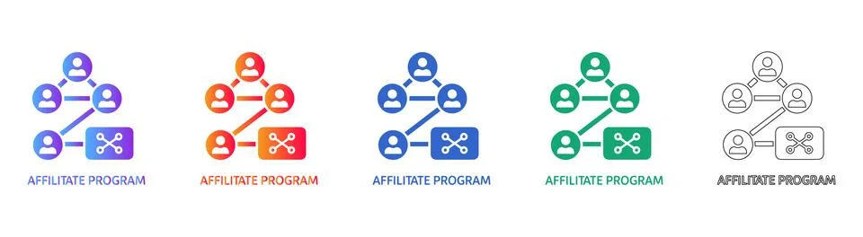 Affiliate Program Network Icons for Digital Marketing イラスト素材