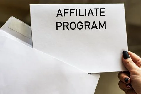 Affiliate program words written in letter from envelope Stock Photos