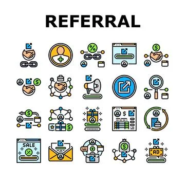 Affiliate referral program icons set vector Stockillustratie