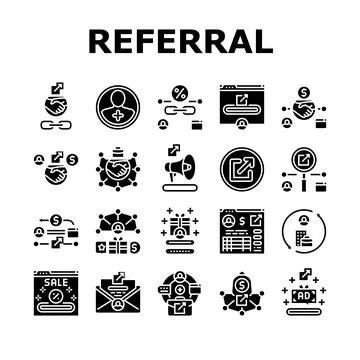 Affiliate referral program icons set vector イラスト素材