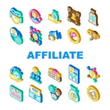 Affiliate referral program sales icons set vector Stock-Illustration
