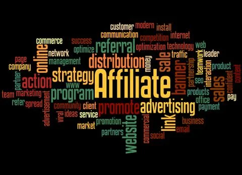 Affiliate, word cloud concept Stockillustratie