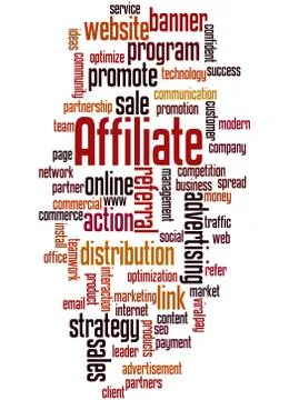 Affiliate, word cloud concept Illustrazione stock