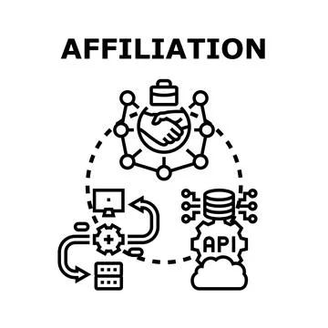 Affiliation program generating partnerships and online connections Stock Illustration
