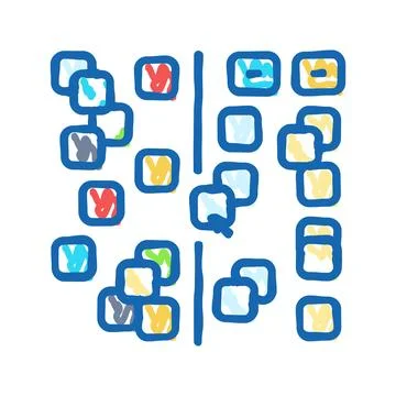 Affinity diagram ux ui design icon doodle illustration Illustrazione stock