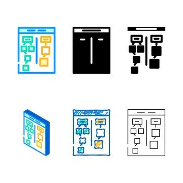 Affinity diagram ux ui design color icon vector mix 스톡 일러스트
