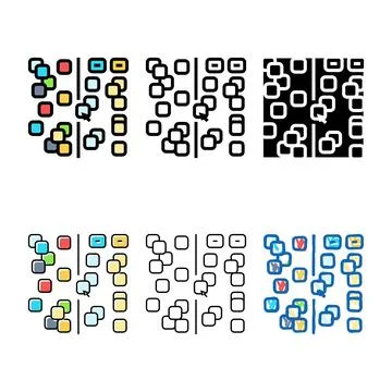 Affinity diagram ux ui design color forms icon vector Stockillustratie