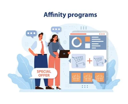 Affinity program dynamics. Flat vector illustration Illustration