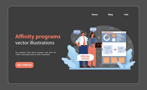 Affinity program dynamics. Flat vector illustration Illustrazione stock