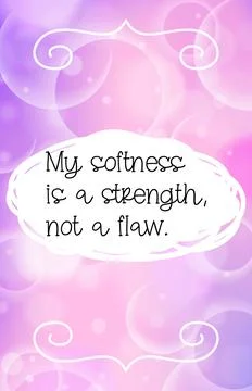 Affirmation card about softness as a strength not a flaw in pastel swirl design Stock Illustration