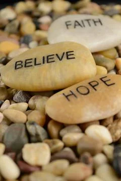 Affirmation Stone Words Stock Photos