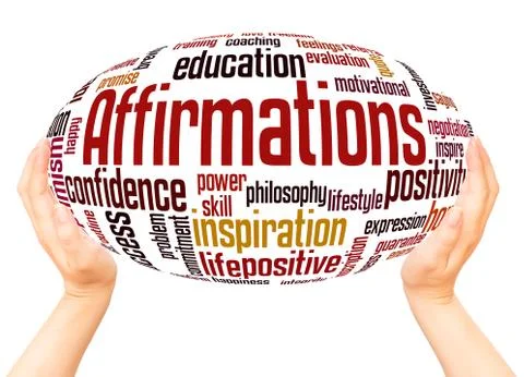 Affirmations word hand sphere cloud concept Foto stock