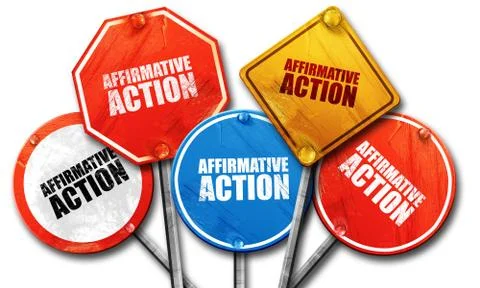 Affirmative action, 3D rendering, street signs Stock Illustration