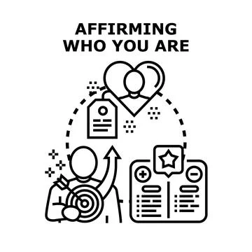 Affirming identity and self worth, understanding personal development Stock Illustration