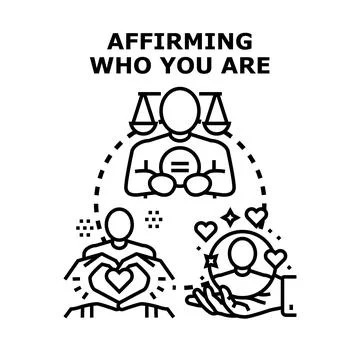 Affirming personal identity, self worth, and mental wellbeing concept Stock Illustration
