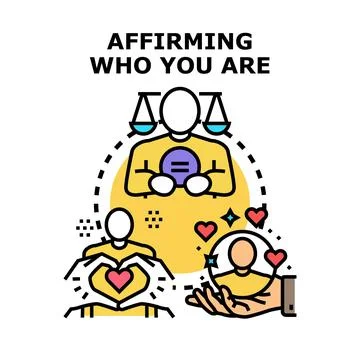 Affirming personal identity, self worth, and mental wellbeing concept Stock Illustration