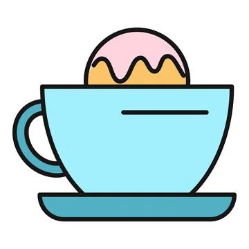 Affogato coffee dessert drink flat design icon Illustrazione stock