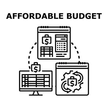 Affordable budget planning process on calendar and computer イラスト素材