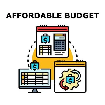 Affordable budget planning process on calendar and computer Stock Illustration