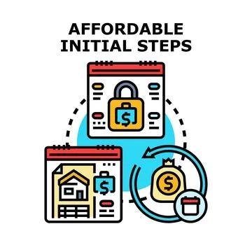 Affordable initial steps planning property financial goals Stock Illustration