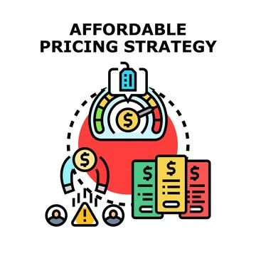 Affordable pricing strategy attracting customers with competitive value Stock Illustration