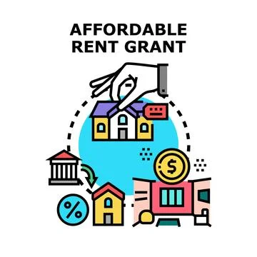 Affordable rent grant program concept for housing support Illustrazione stock