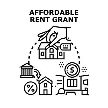 Affordable rent grant program concept for housing support Stock Illustration